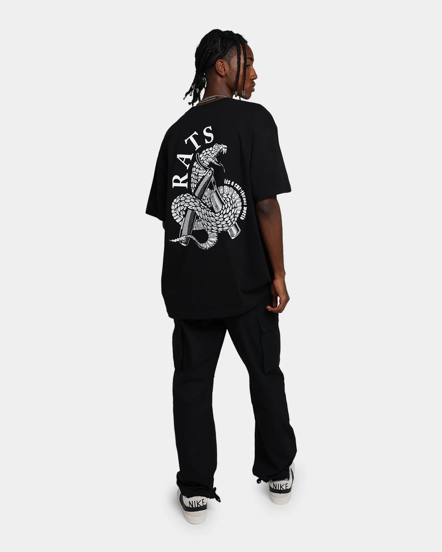 Minimalist Apparel Easygoing Wear Rats Get Fat Cut Throat Short Sleeve T-Shirt Black