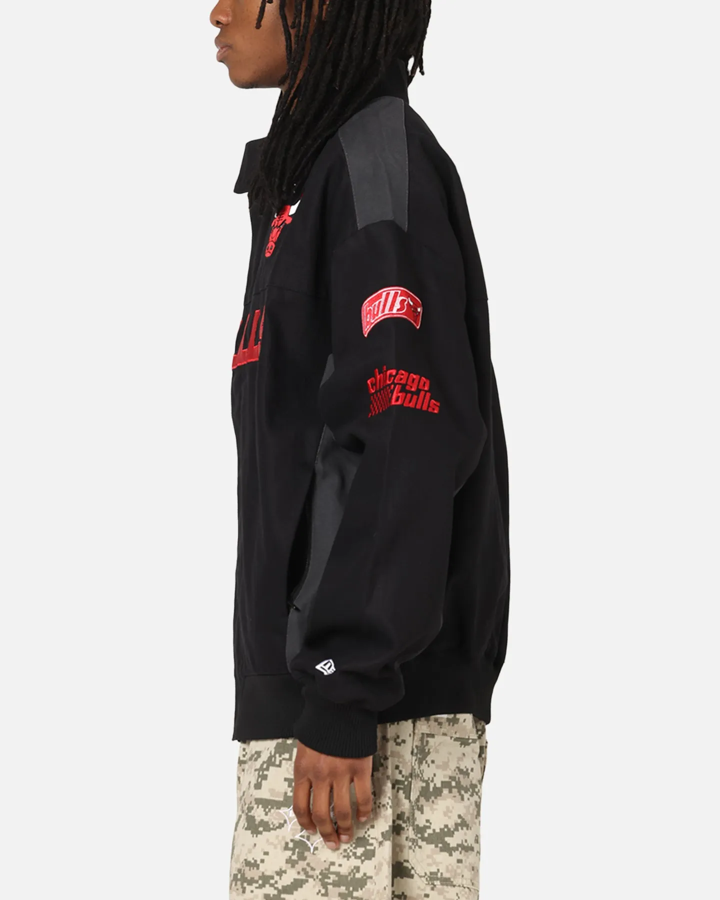 cold Loose Fit New Era Chicago Bulls NBA Motorsport Jacket Black