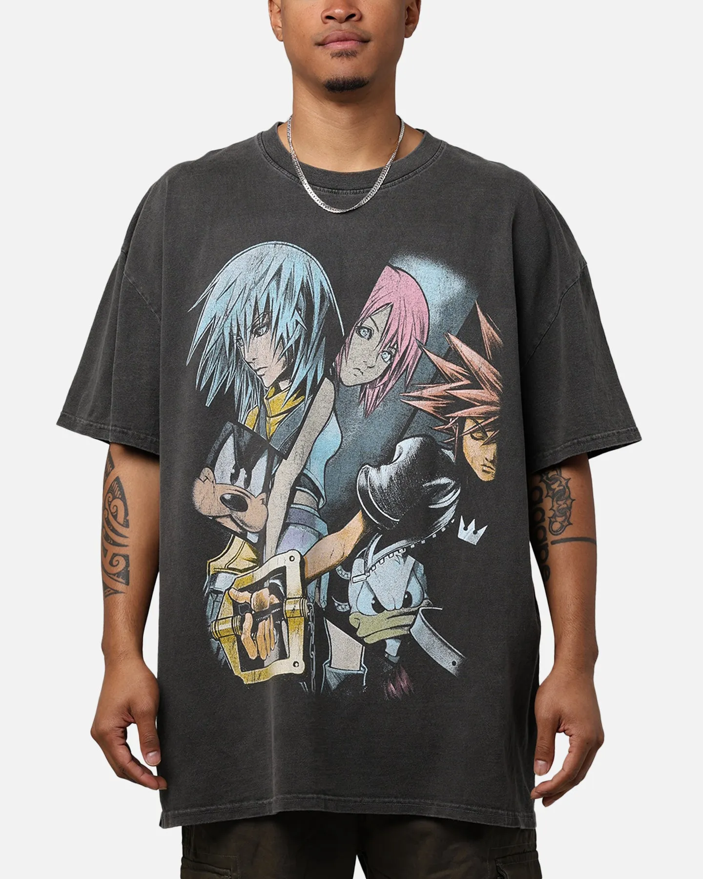 Vintage Goat Crew X Kingdom Hearts Poster T-Shirt Black Wash ThermoregulatingFabric