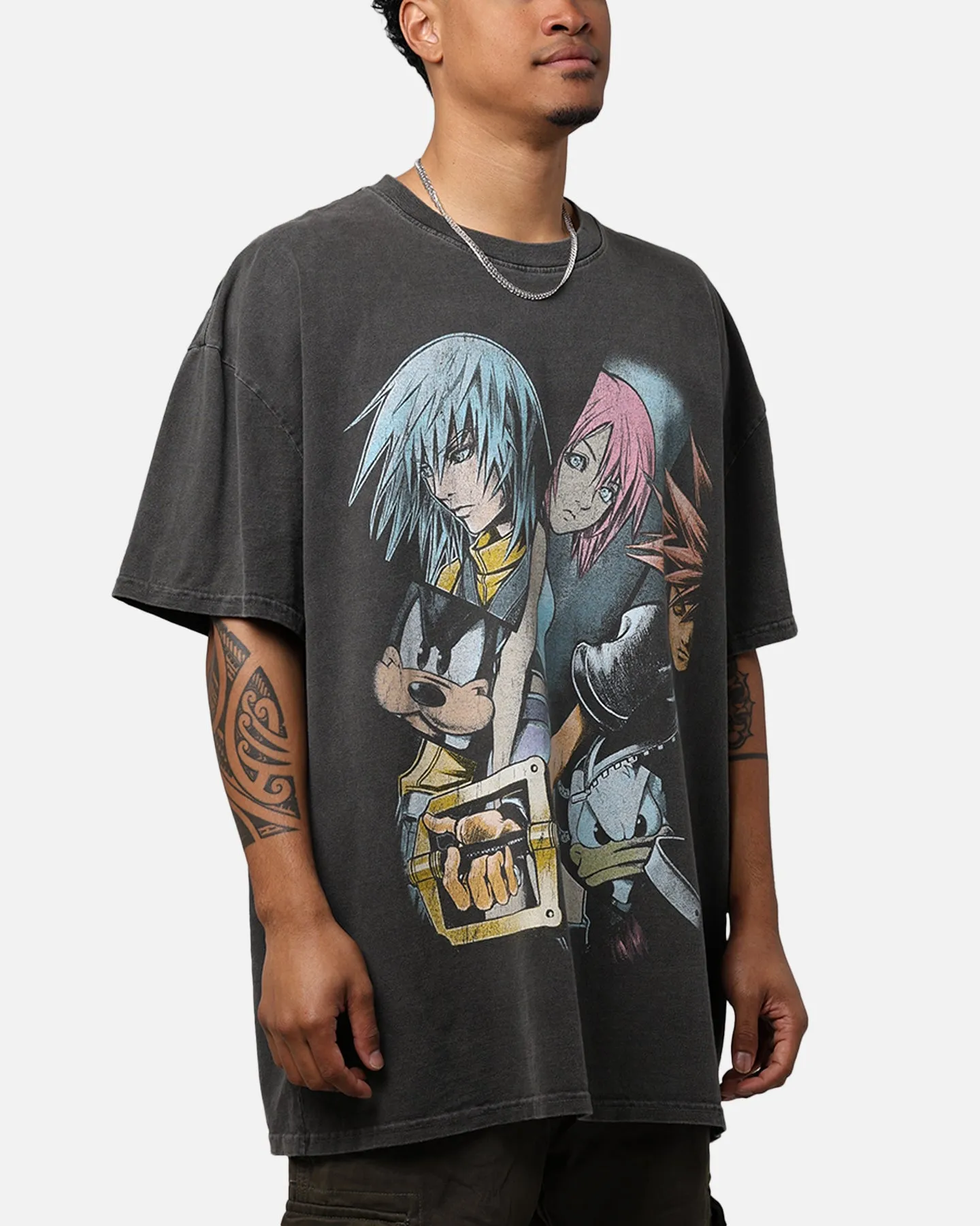 WrinkleFreeFabric Vintage Goat Crew X Kingdom Hearts Poster T-Shirt Black Wash
