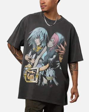 Vintage Goat Crew X Kingdom Hearts Poster T-Shirt Black Wash LightweightBlend Soft and Relaxed
