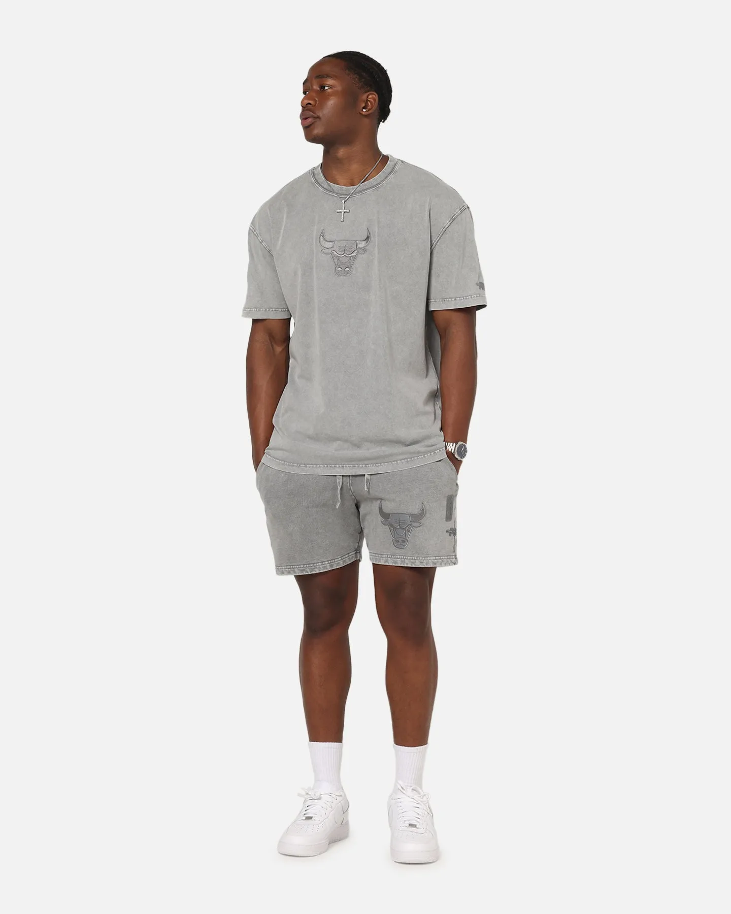 Temperature Regulating Material Pro Standard Chicago Bulls Washed Classic Shorts Washed Grey