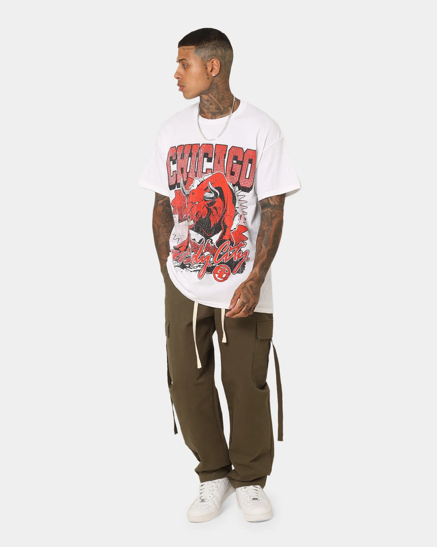 elastic waistband Practical Wear Goat Crew Raging Bull T-Shirt White
