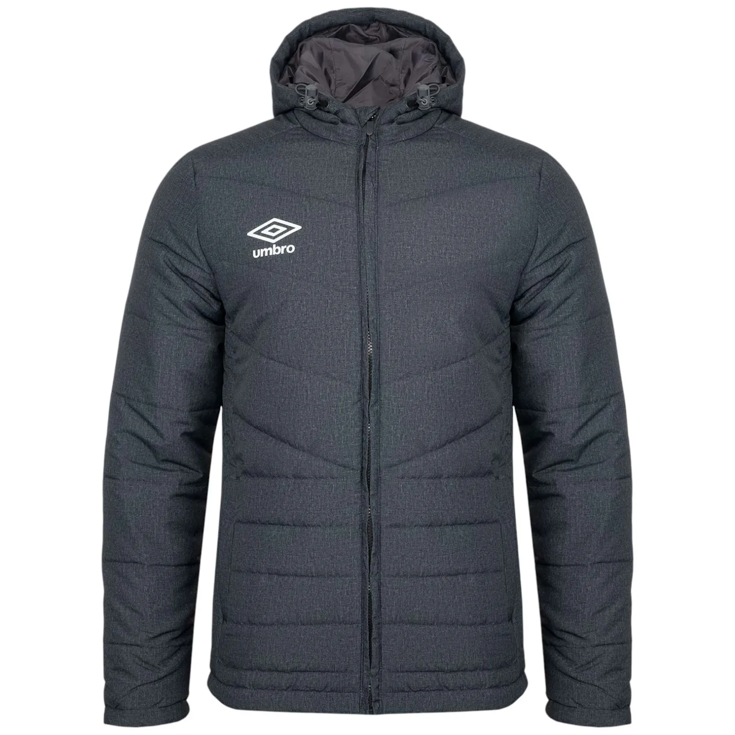 Umbro Padded Mens Full-Zip Hooded Jacket Medal Double Layered Edges