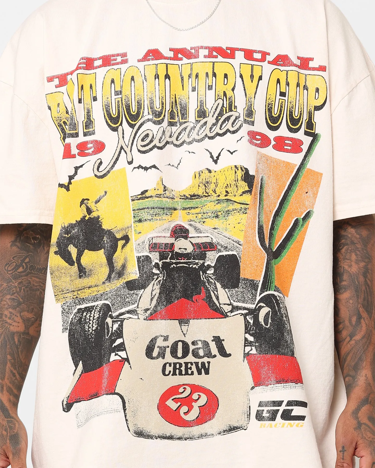 Goat Crew Bat Country Cup Heavyweight T-Shirt Off White Heather Texture Finish Zero Waste Production