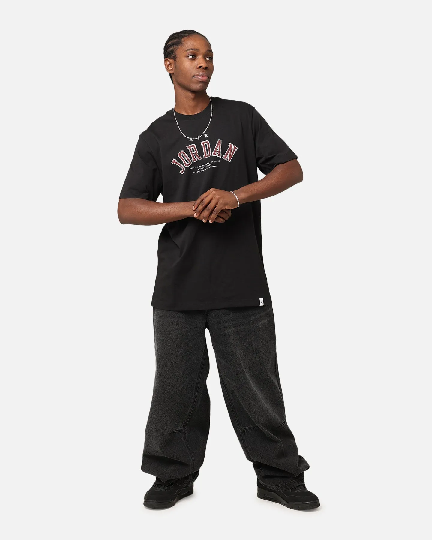 Stretchable Armholes Jordan Flight Essentials Arch T-Shirt Black/Lobster