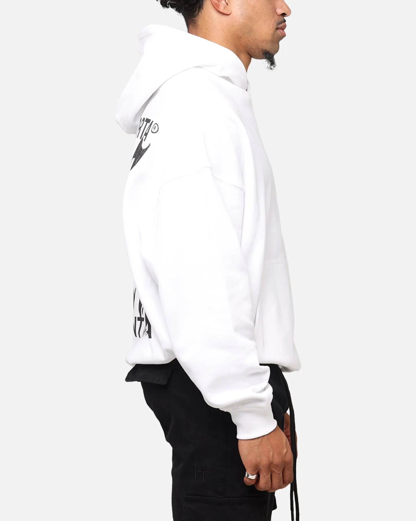 Saint Morta Ye Old Boxy Hoodie White Fleece Lined Interior