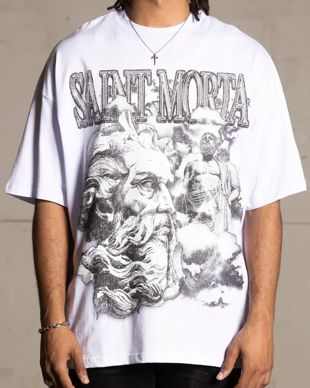 Scoop neck femininity Saint Morta Zeus Boxy T-Shirt White