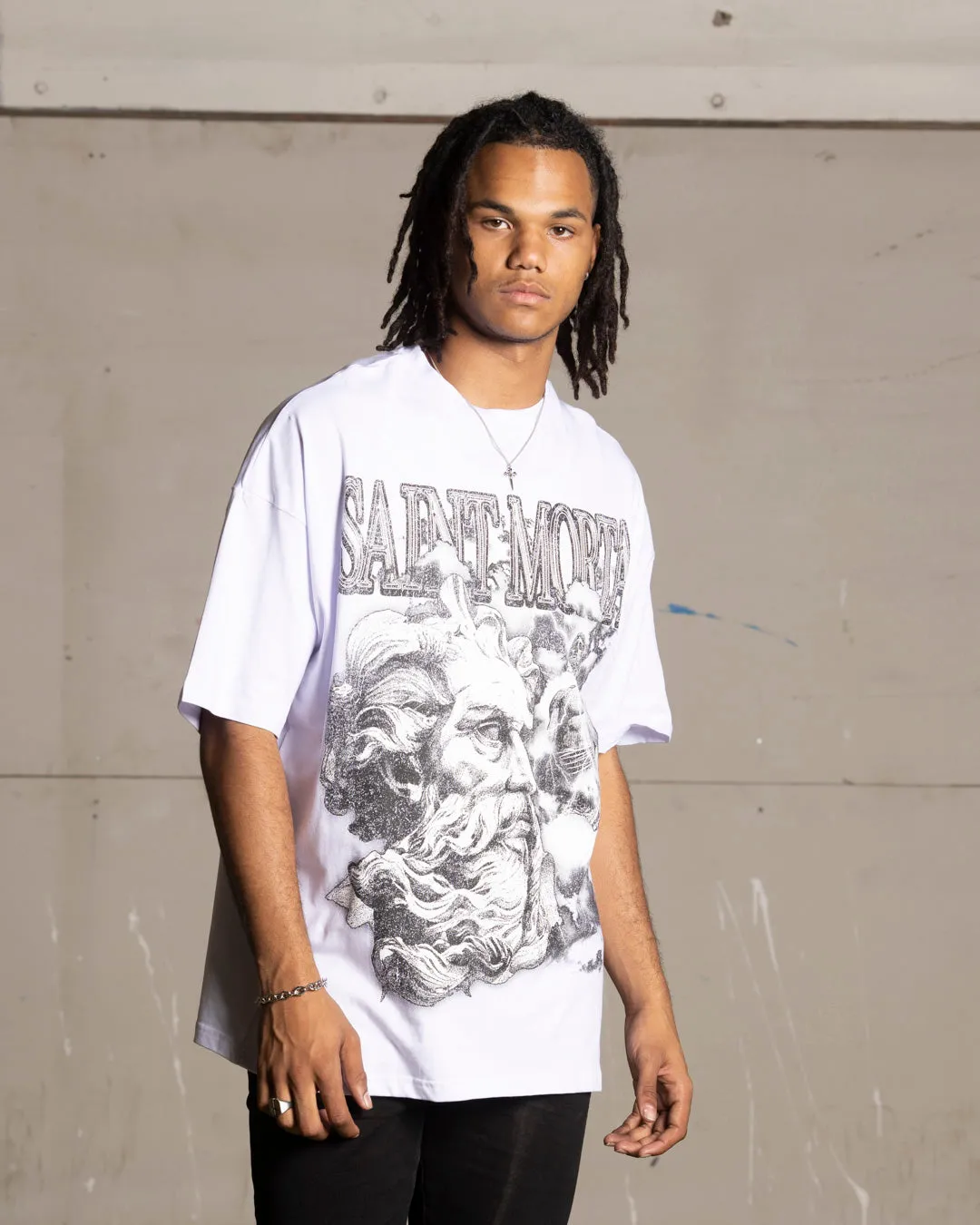 Saint Morta Zeus Boxy T-Shirt White Weekend Comfort Style