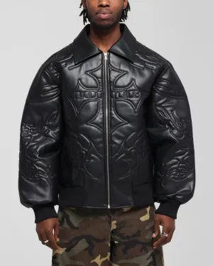 Loiter Fury Vegan Leather Jacket Washed Black Eyeshadow suitable for award ceremonies