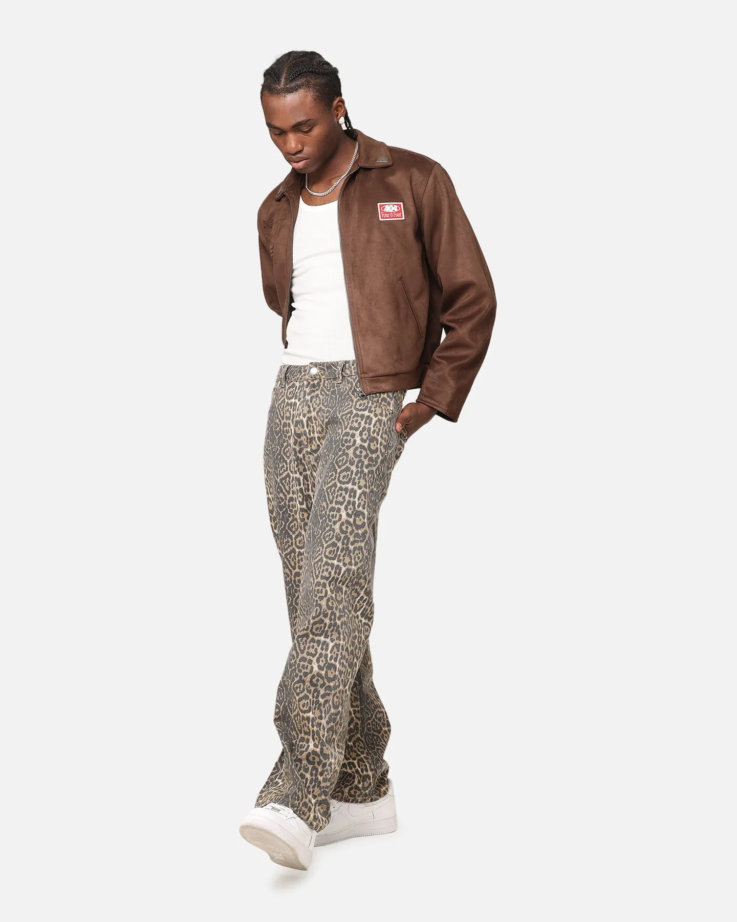 Trendy Style Casual Layer XXIII Leopard Baggy Jeans Leopard