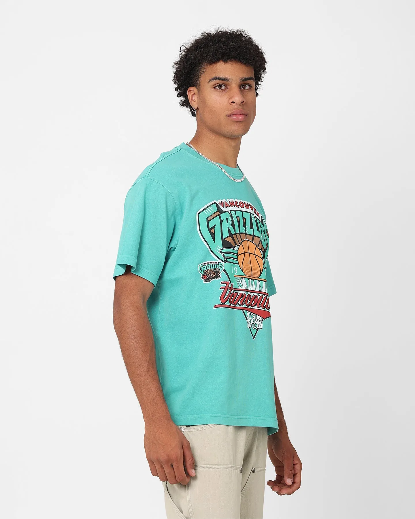 Stylish Wearable Stretchable Fabric Mitchell & Ness Vancouver Grizzlies '95 Season T-Shirt Teal