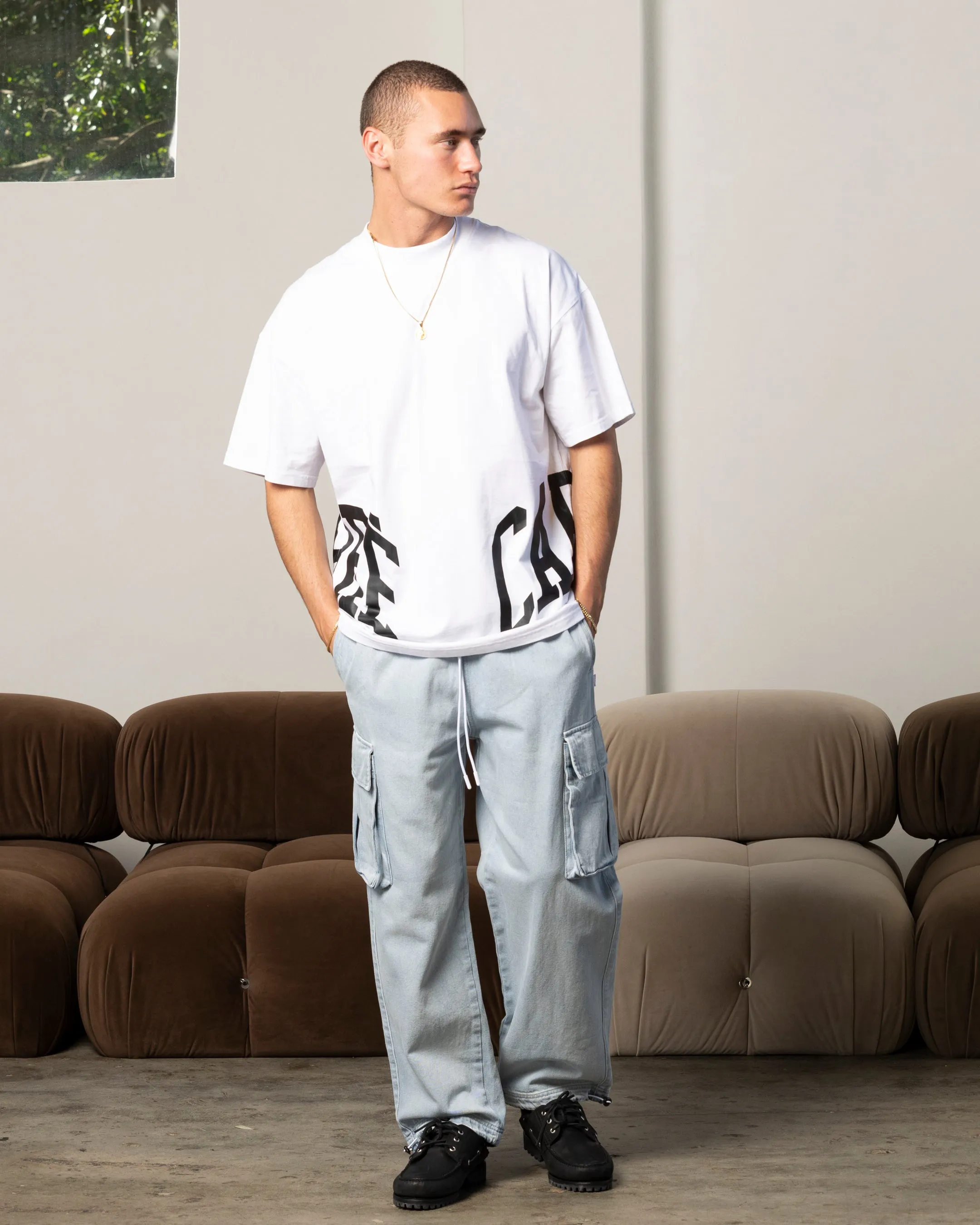 Carre Double Arch Oversized T-Shirt White Sleek Fit