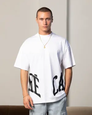 Effortless Fit Trendy Look Carre Double Arch Oversized T-Shirt White