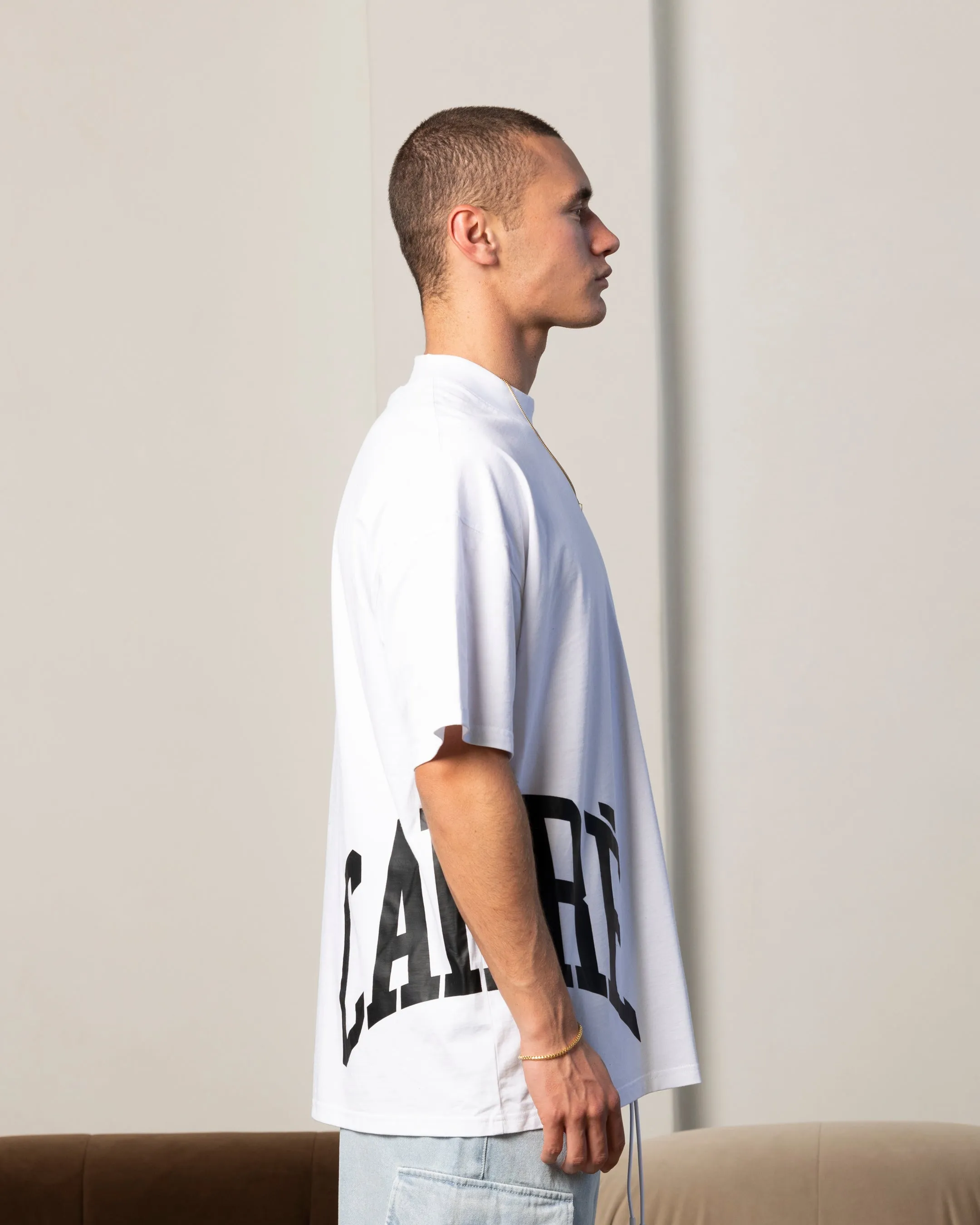 Carre Double Arch Oversized T-Shirt White High Density Weave Cozy Comfort