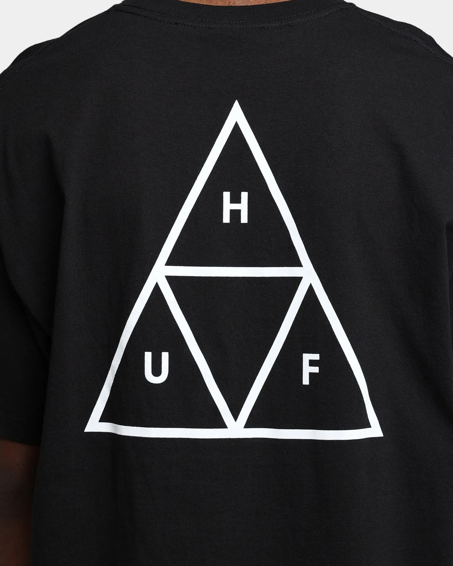 HUF Essentials Triple Triangle T-Shirt Black Ethically Sourced Cotton