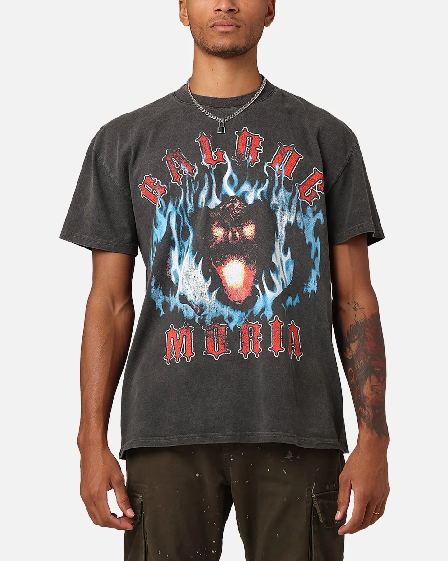American Thrift X Lord Of The Rings The Balrog Heavyweight T-Shirt Black Wash Everyday apparel Fur combination