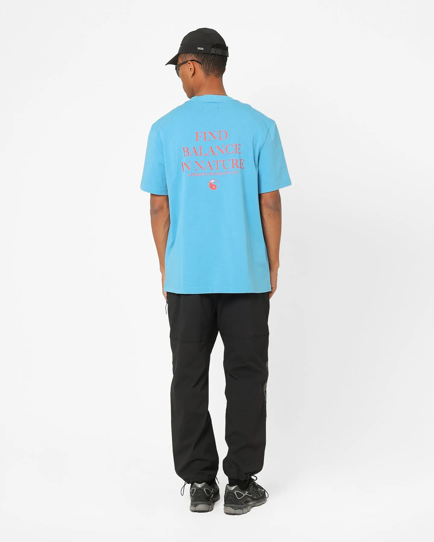 Effortless Comfort Wear Self Fabric Tape Pyra Find Balance T-Shirt Vista Blue