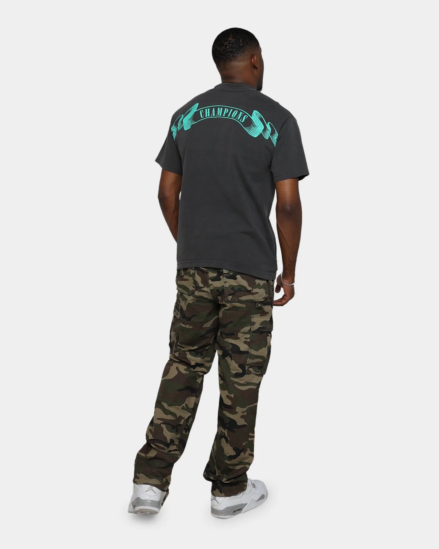 Stretchable Knit layerable Carr?? Banner Vintage T-Shirt Washed Black