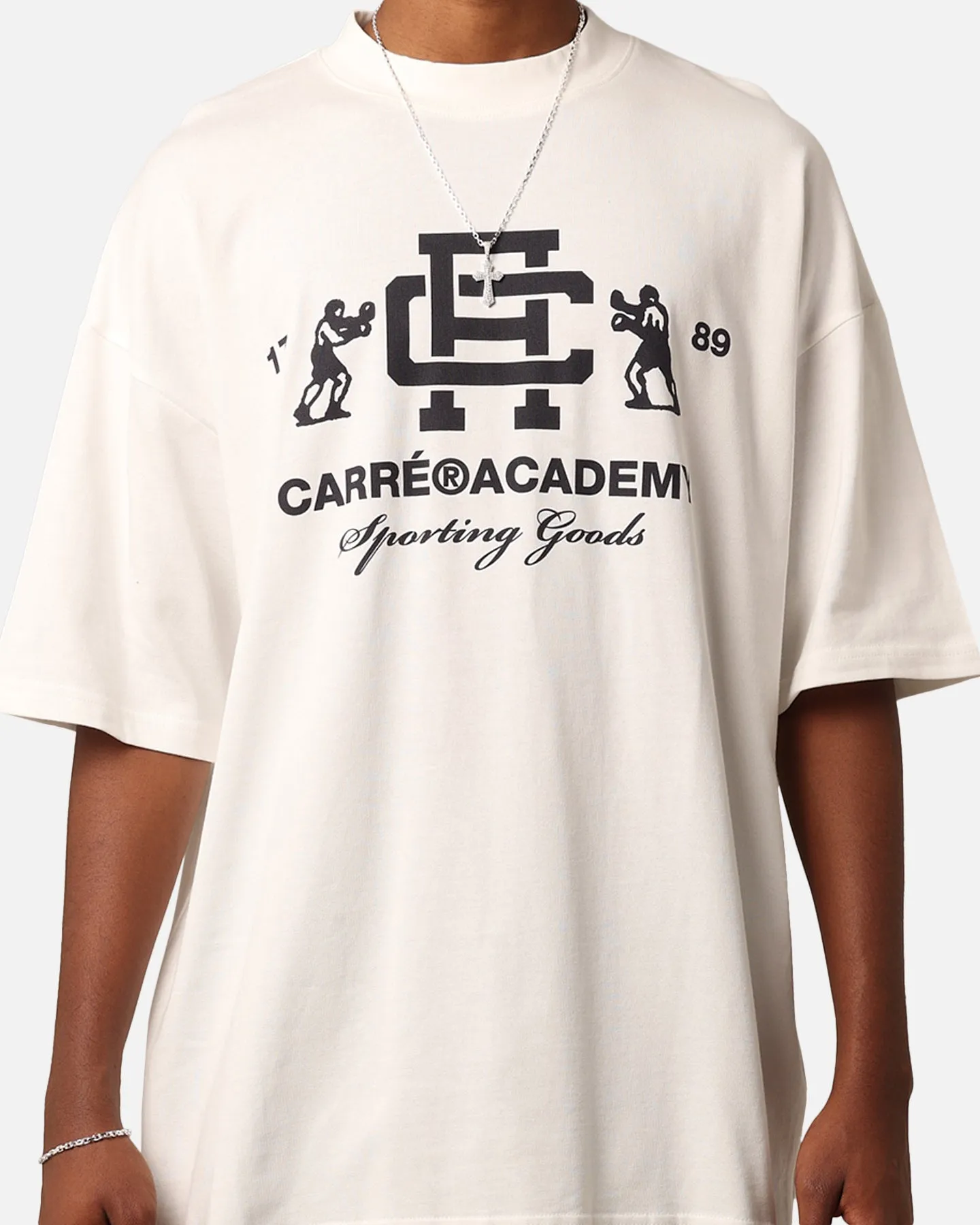 Wide Neck Opening Layering Essential Carre Savate Club T-Shirt Off White