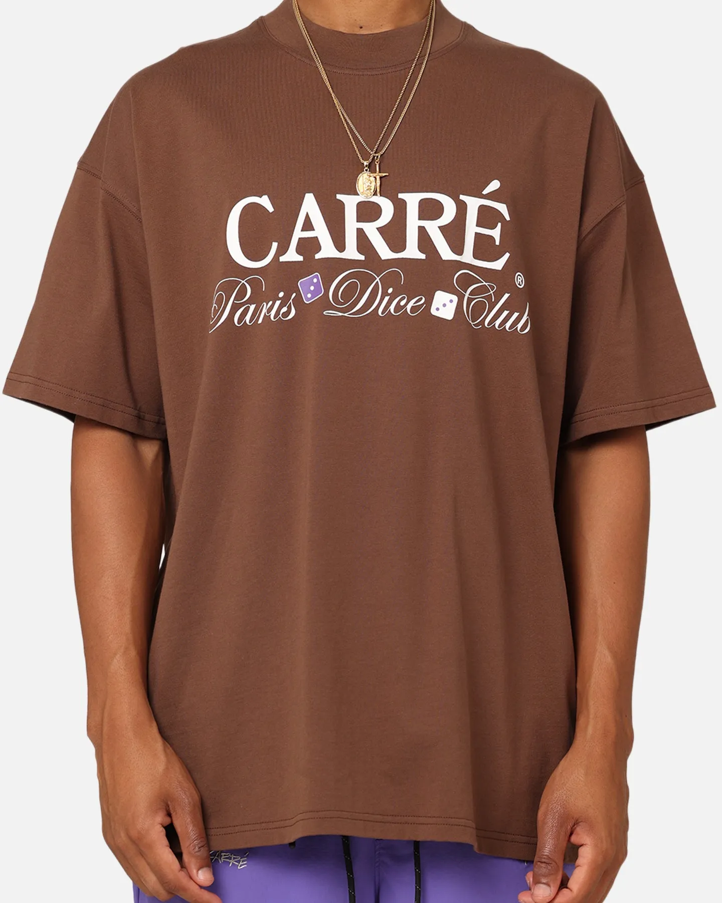 Relax Style Trend Carre Shooters Oversized T-Shirt Dark Brown