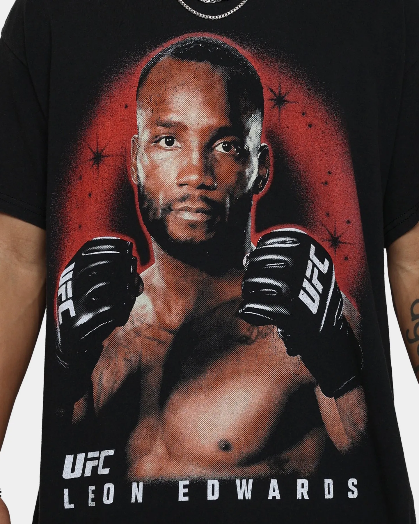 UFC By Goat Crew Leon Edwards Vintage T-Shirt Black Wash Functional Side Gussets