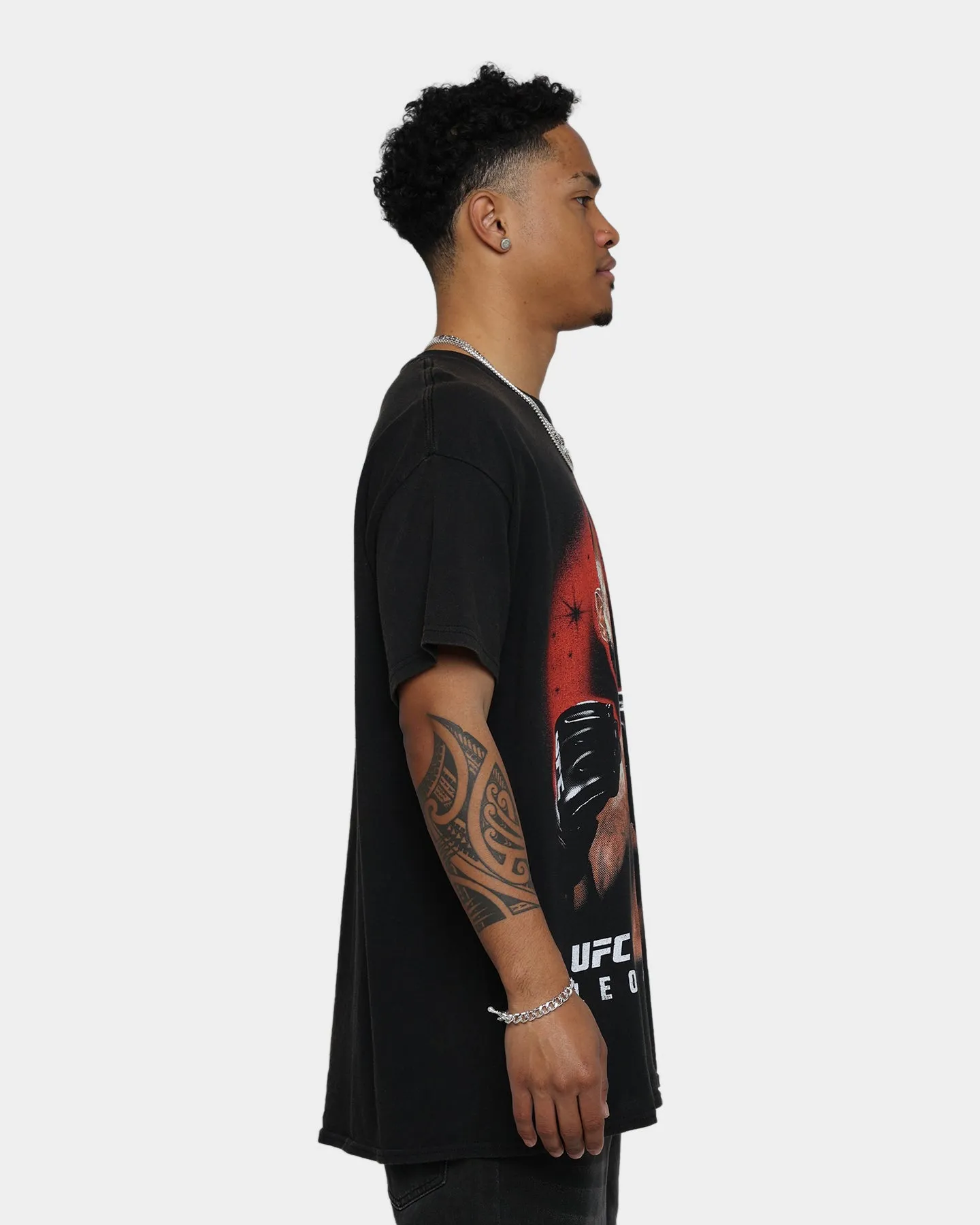 Chilly Weather Style UFC By Goat Crew Leon Edwards Vintage T-Shirt Black Wash
