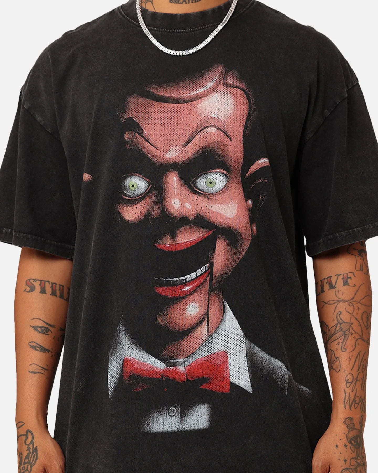 Comfy Look Wear American Thrift X Goosebumps Living Dummy Vintage T-Shirt Black Wash