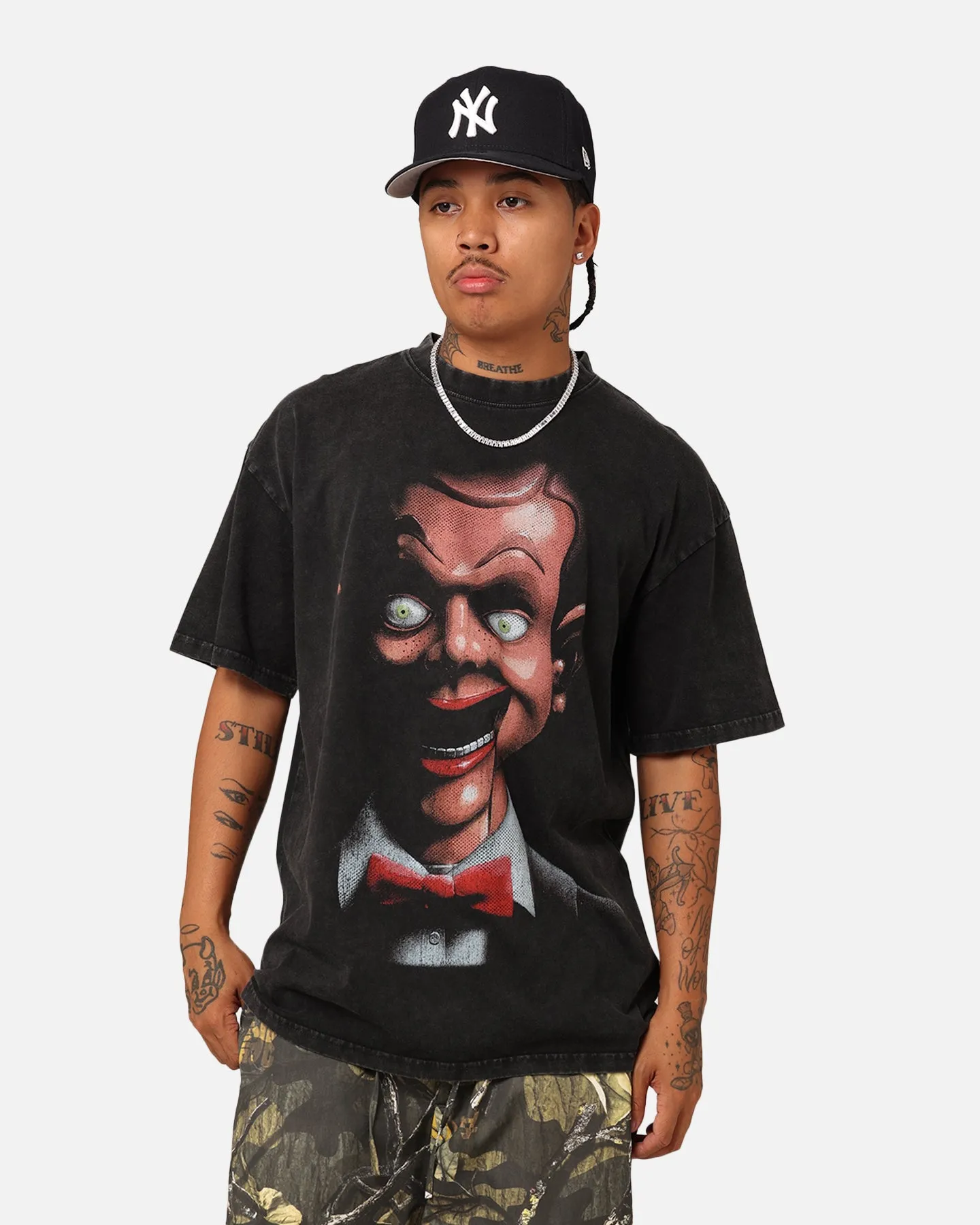 American Thrift X Goosebumps Living Dummy Vintage T-Shirt Black Wash Flexible Cuff Design SoftenedNeckline