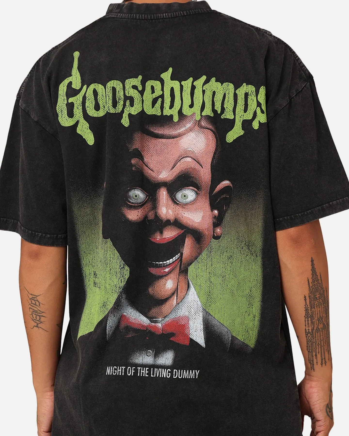 Cool Layer Wear Flattering Shape American Thrift X Goosebumps Living Dummy Vintage T-Shirt Black Wash