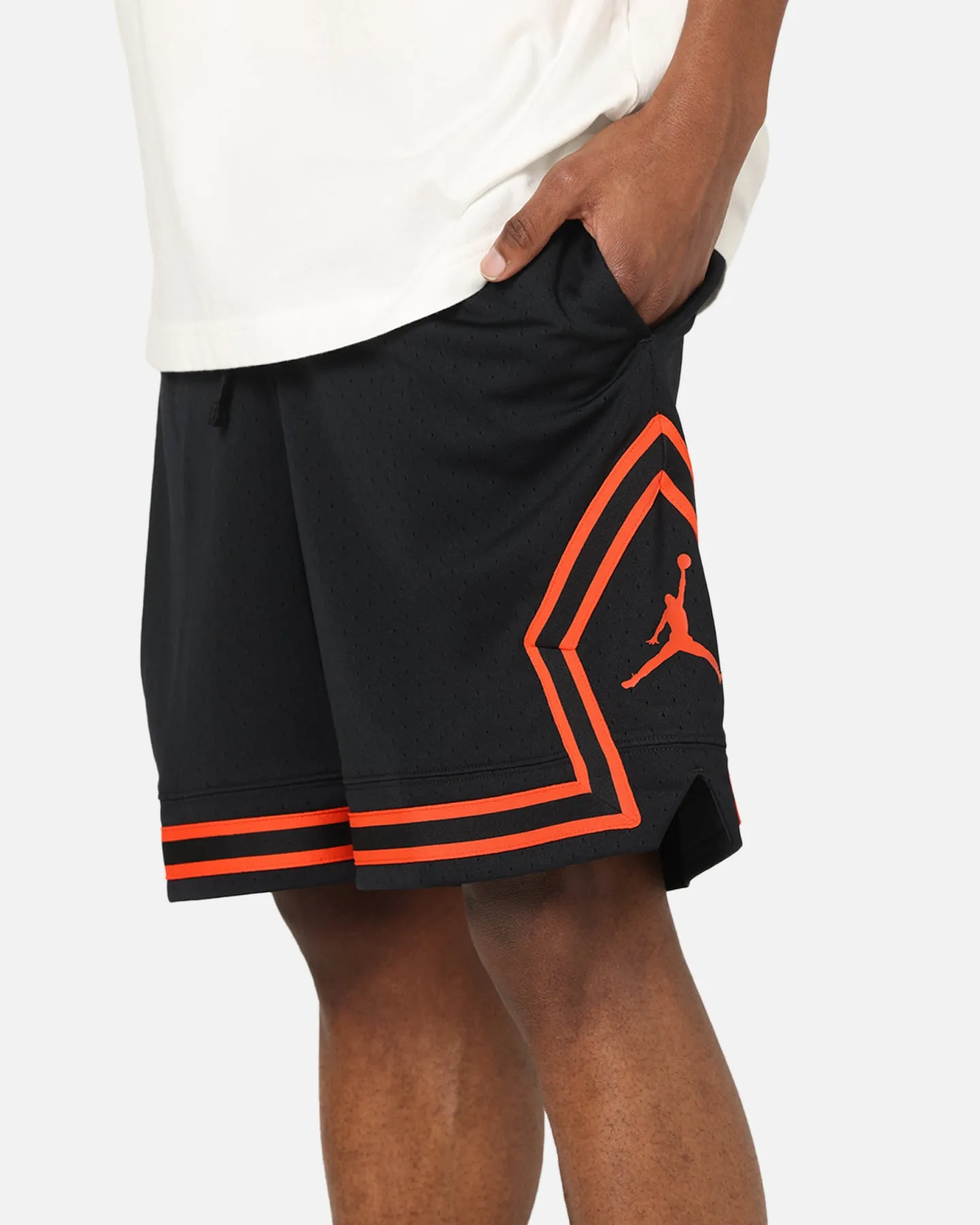 Jordan Dri-FIT Mesh Diamond Shorts Black/Orange Office Attire