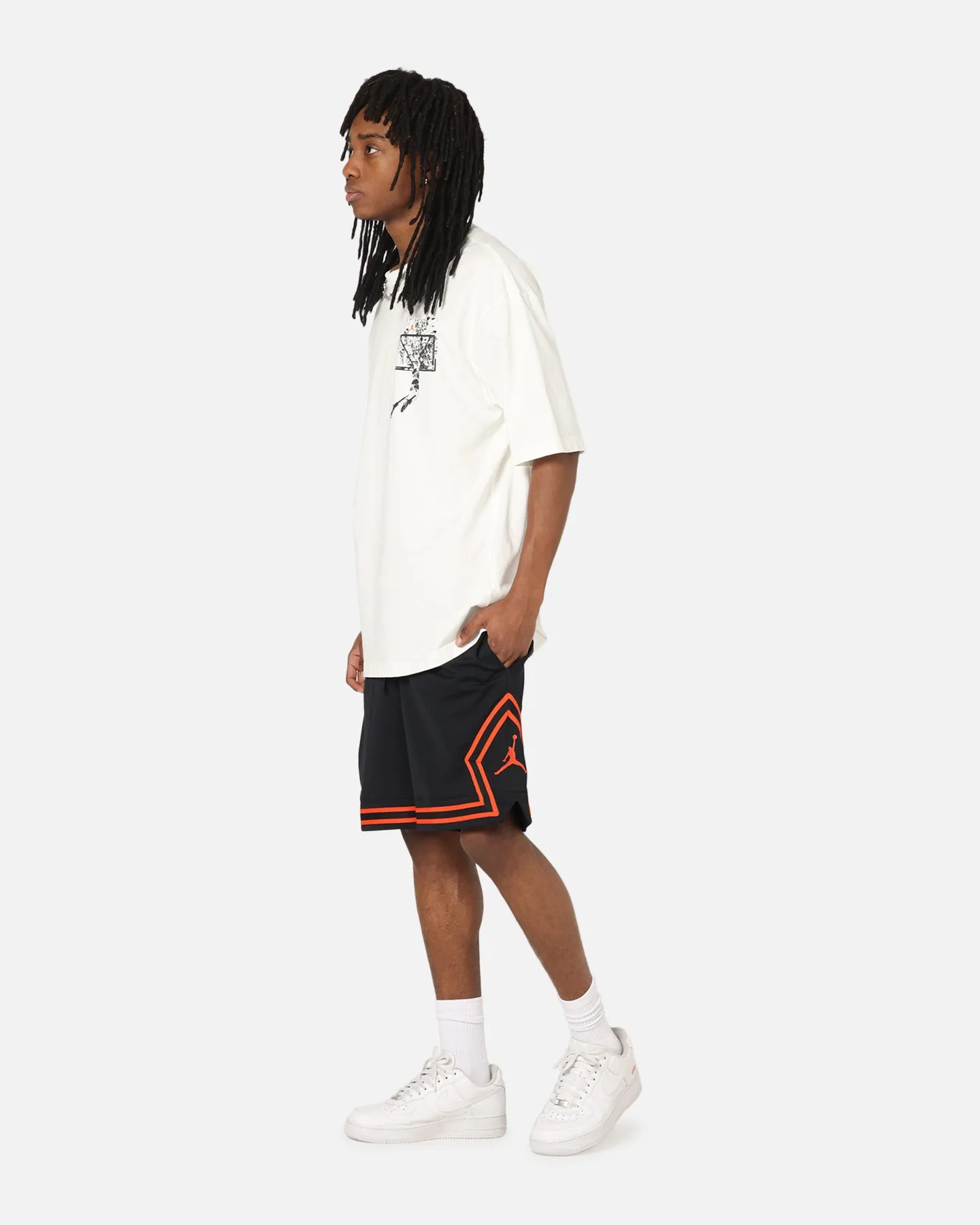 Jordan Dri-FIT Mesh Diamond Shorts Black/Orange Breathable fabric construction Personalized