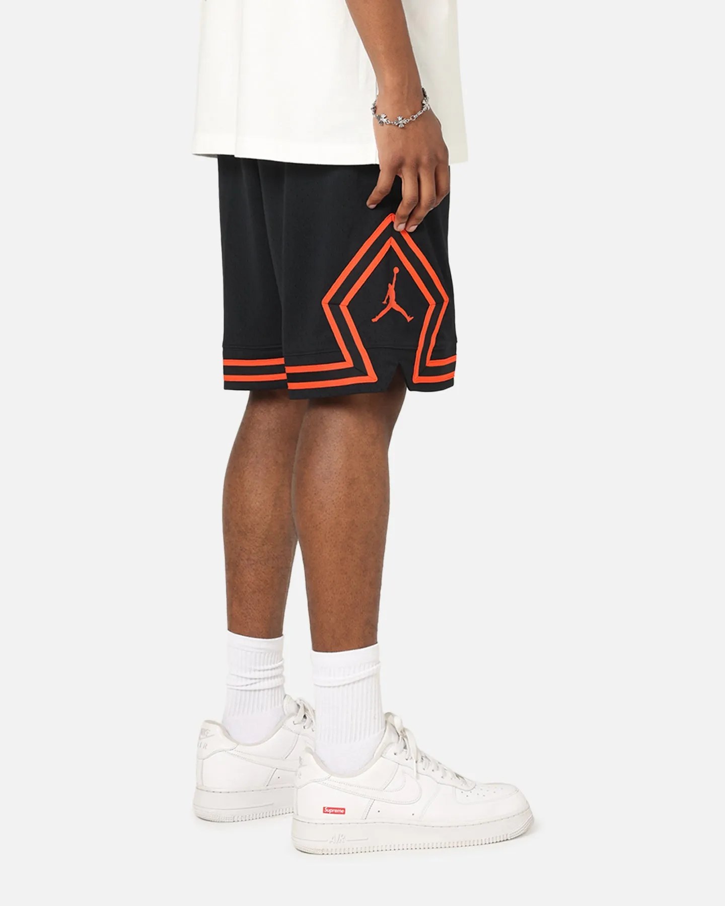 Jordan Dri-FIT Mesh Diamond Shorts Black/Orange scarf Multi Pocket System