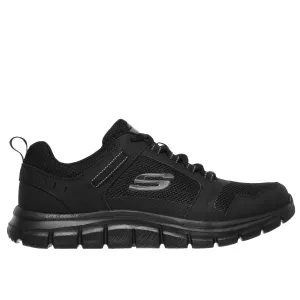 Skechers Mens Track Knockhill Shoes Black Stretch Fabric Active People Strong Stitching