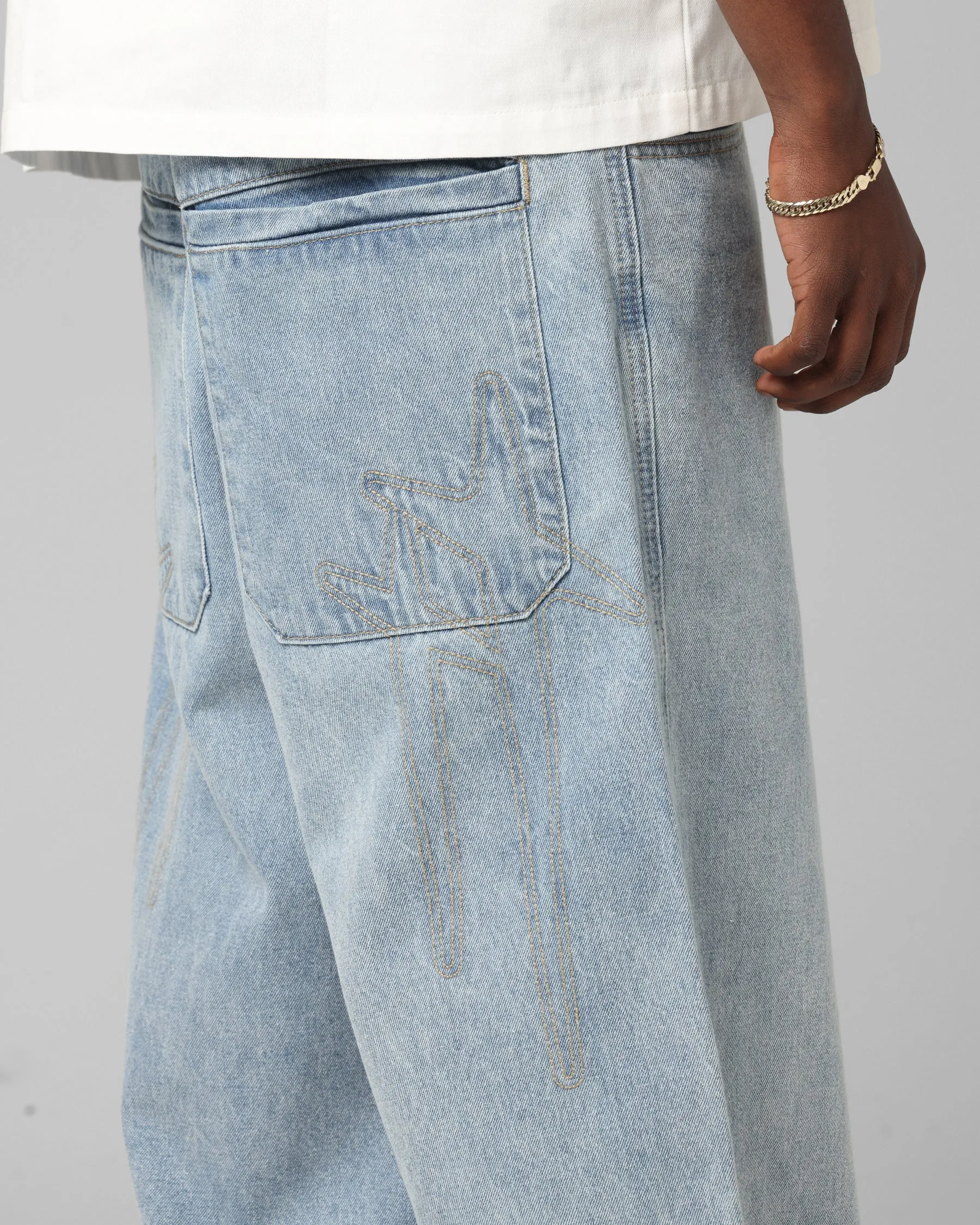 Slim Stretch Fit Loiter Star Born Jeans Washed Blue