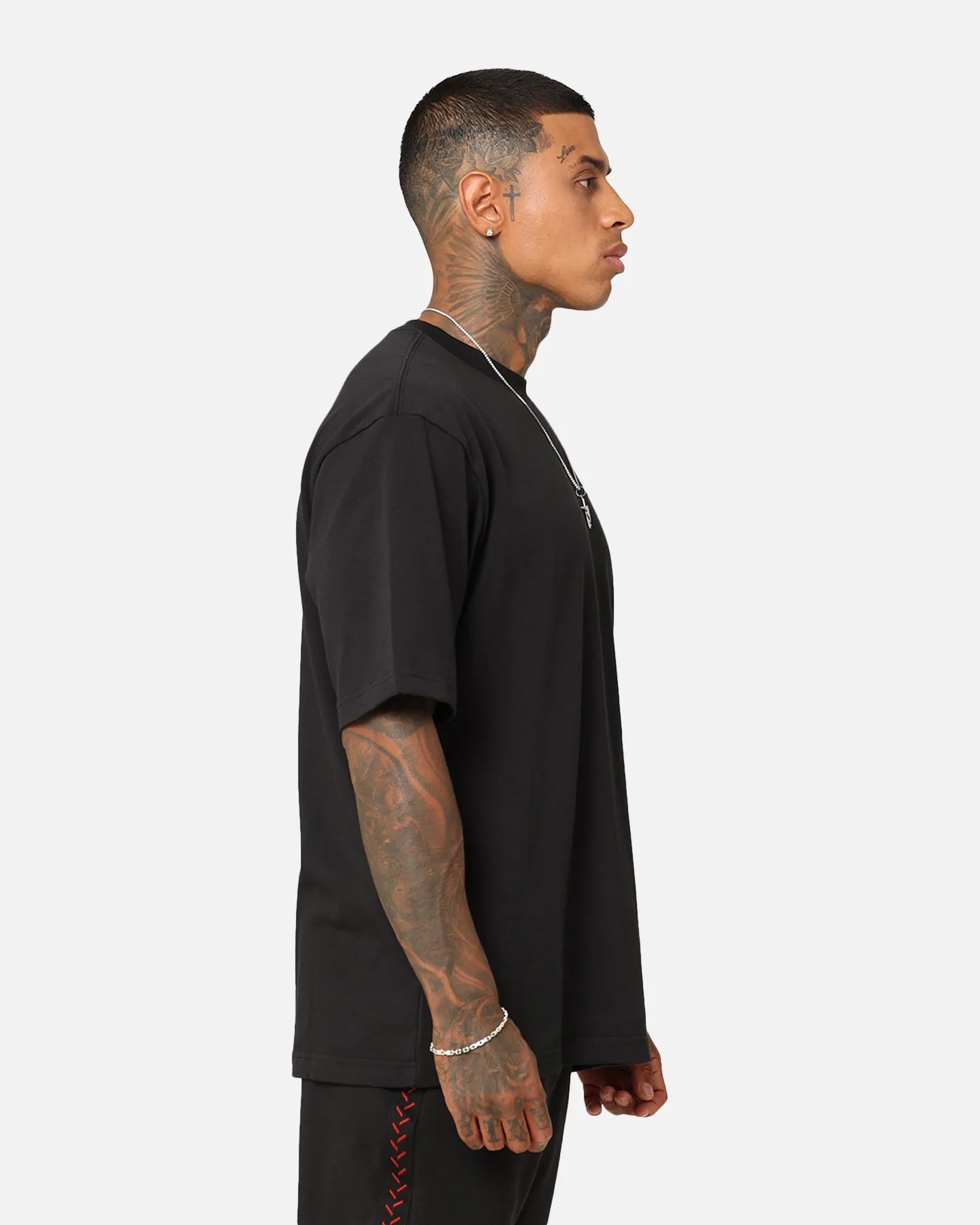 Jordan Brand Sneaker Patch Crew T-Shirt Black Non Iron Fabric Casual Day Wear