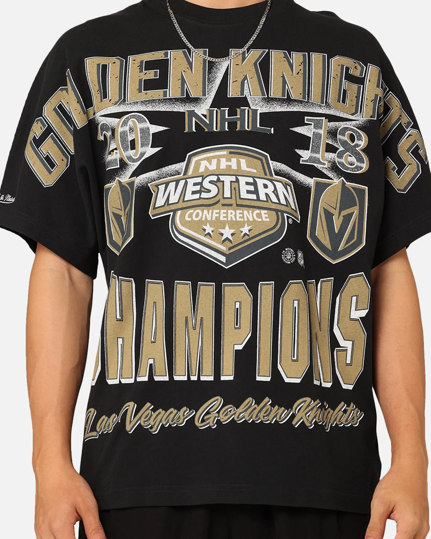 Short Sleeve Mitchell & Ness Vegas Golden Knights Conference Champs T-Shirt Faded Black