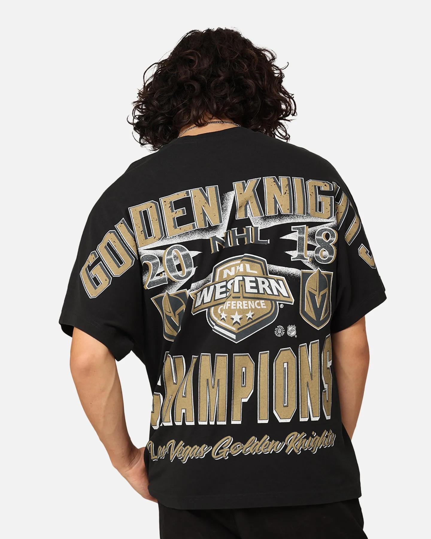 Mitchell & Ness Vegas Golden Knights Conference Champs T-Shirt Faded Black waterproof