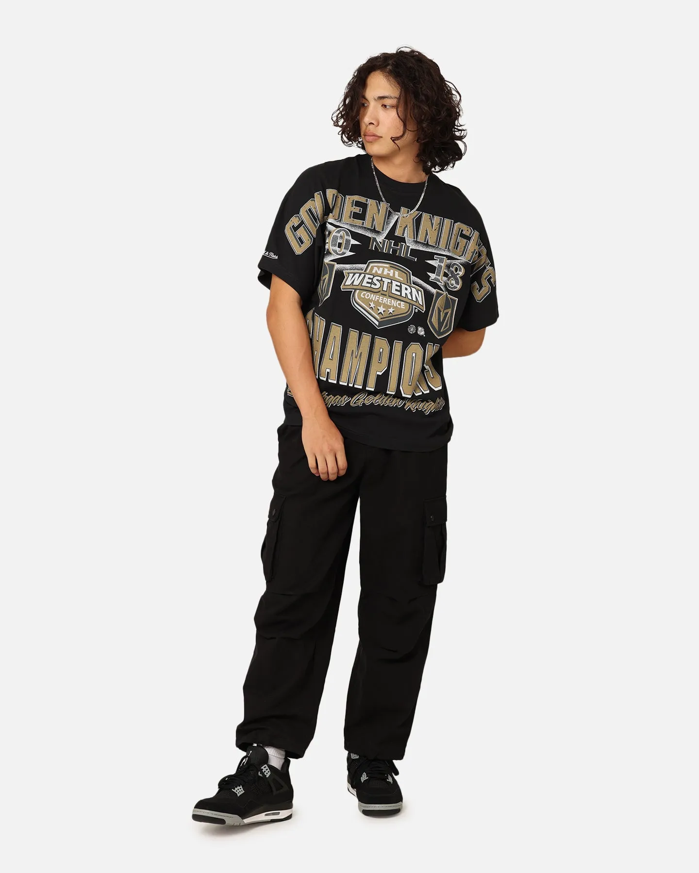 Layered Comfort Mitchell & Ness Vegas Golden Knights Conference Champs T-Shirt Faded Black