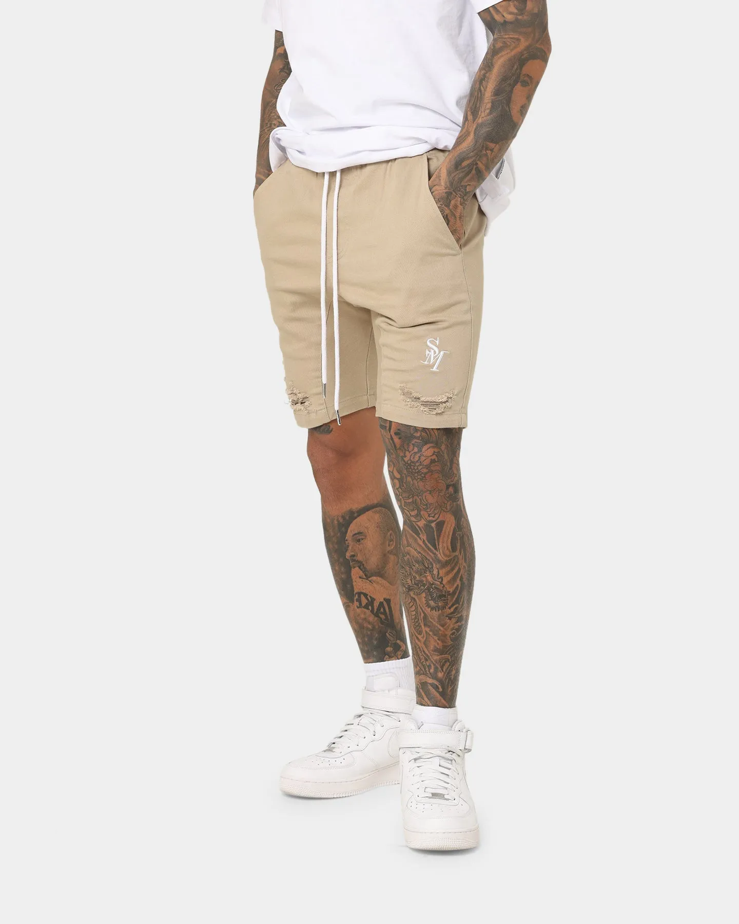 Saint Morta Annex Denim Shorts Stone Durable Hemming education industry