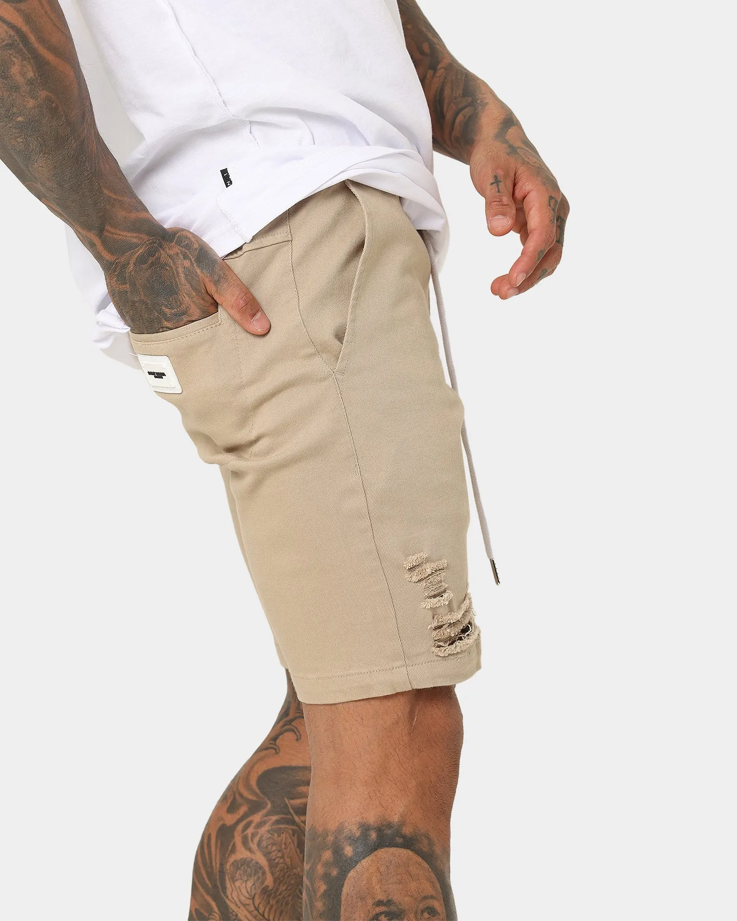 rhinestone accents Budget - friendly Saint Morta Annex Denim Shorts Stone