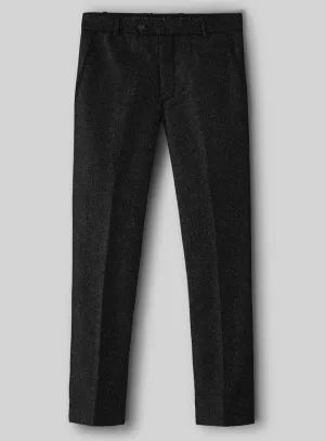 Vintage Plain Black Tweed Pants Work Outfit Sleek Appearance