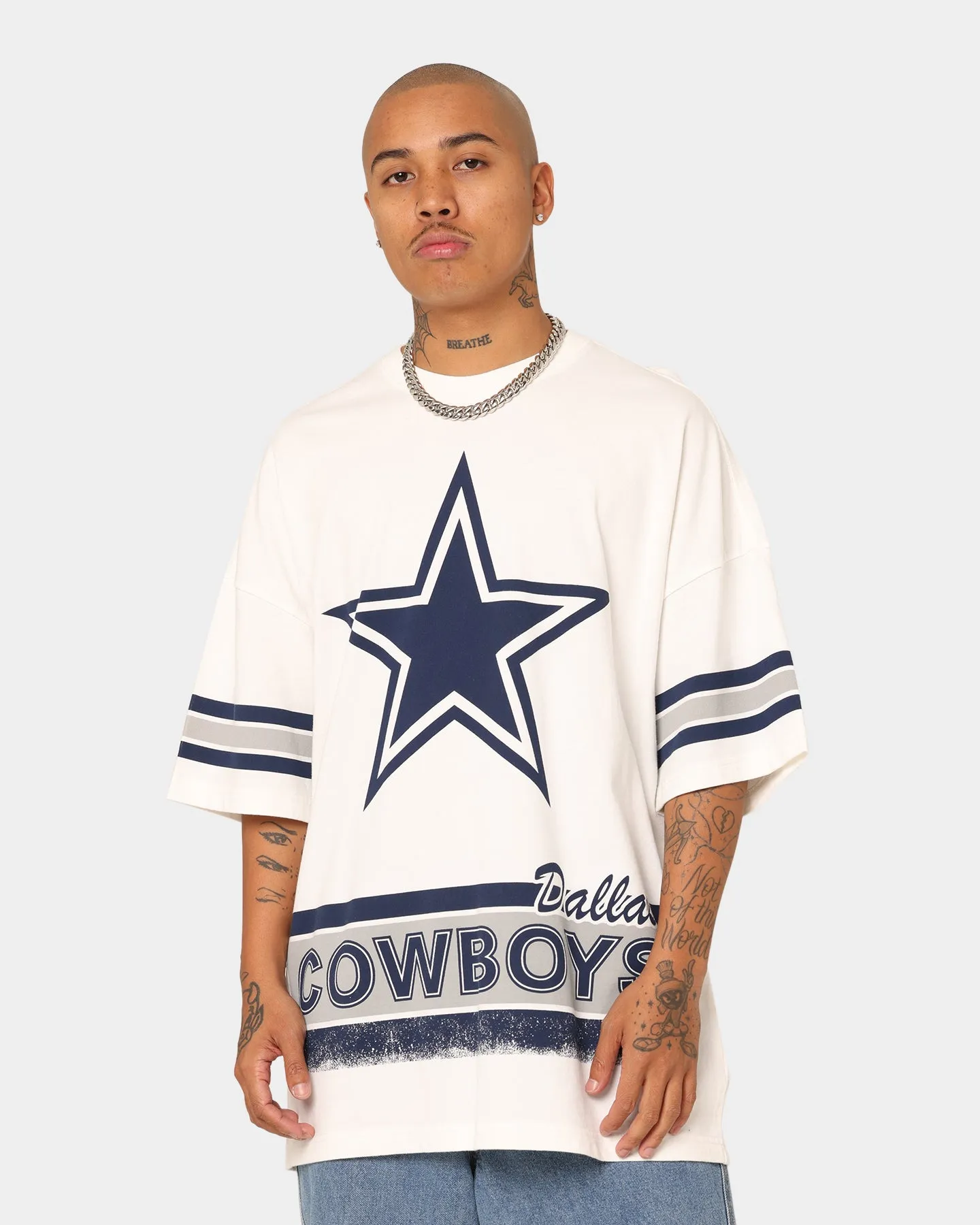 Cozy And Warm Fresh Look Mitchell & Ness Dallas Cowboys Conference T-Shirt Vintage White