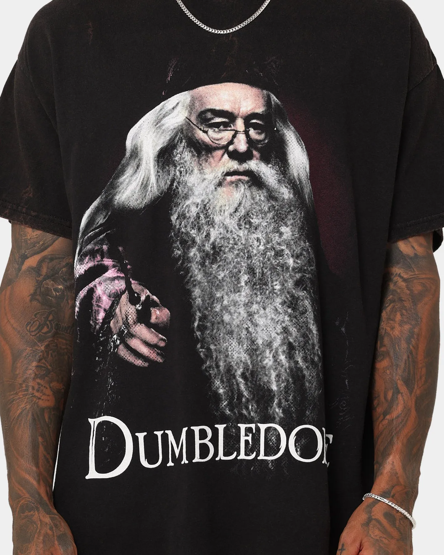 American Thrift X Harry Potter Dumbledore Vintage T-Shirt Black Wash DoubleStitchedHem