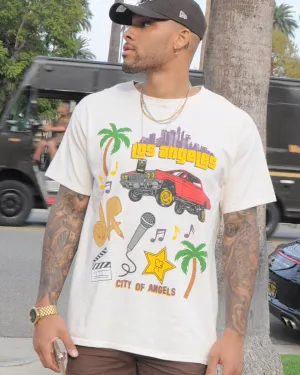 BioBased Fibers Goat Crew All Over Los Angeles Vintage T-Shirt Off White