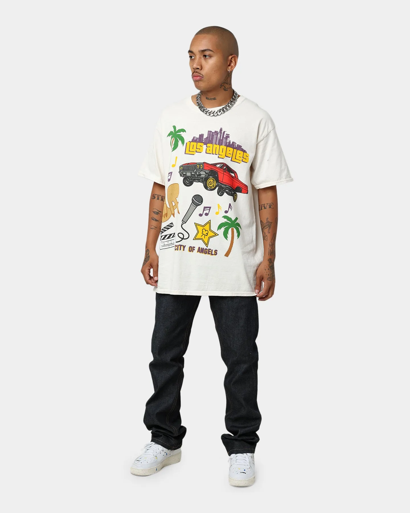 Camping attire Goat Crew All Over Los Angeles Vintage T-Shirt Off White