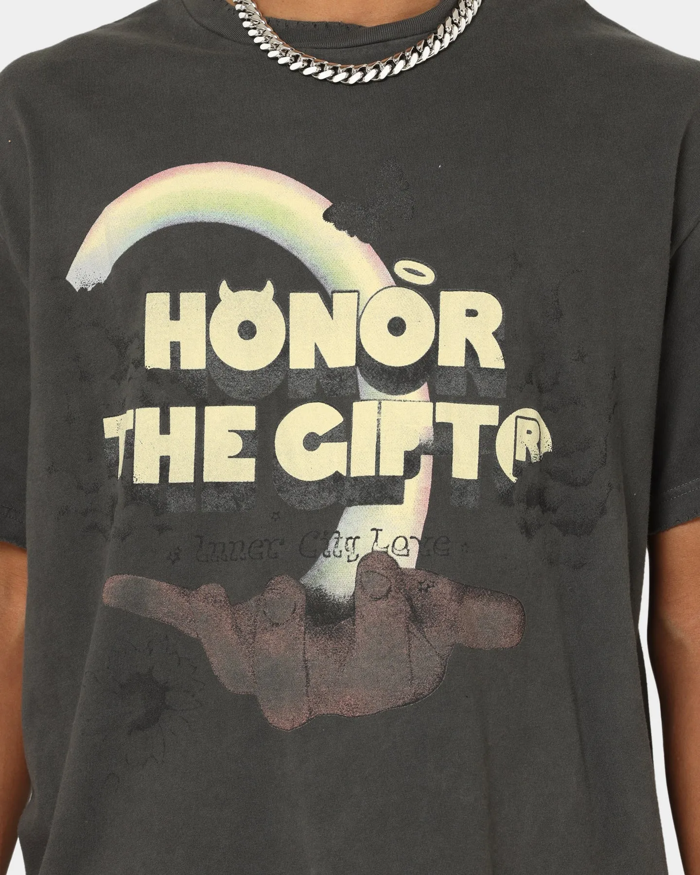 Honor The Gift Palms T-Shirt Black Summer Favorite Breathable mesh