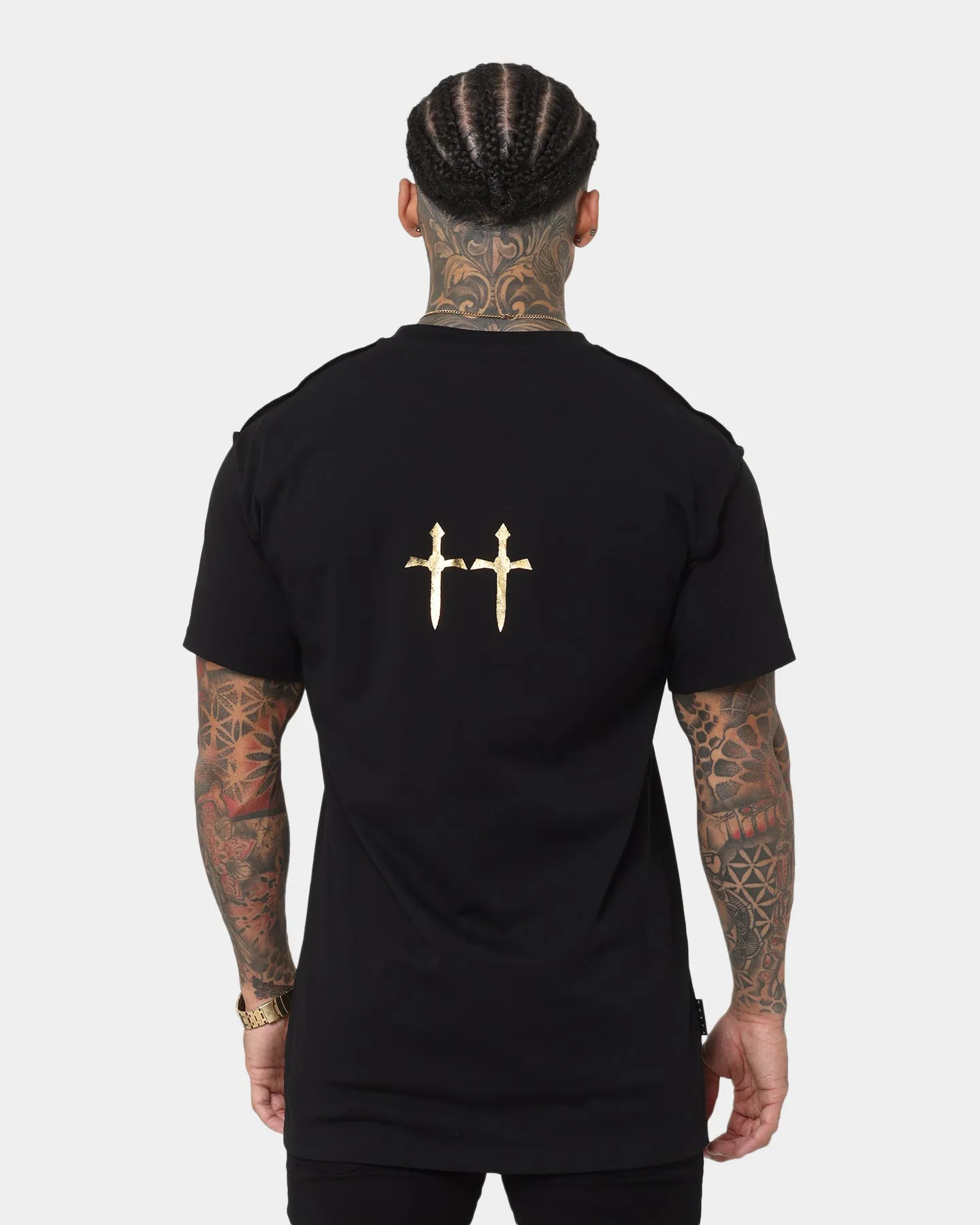 Saint Morta Bird Of Prey Lafayette T-Shirt Black/Gold Chafe Free Armhole High-Quality Cotton
