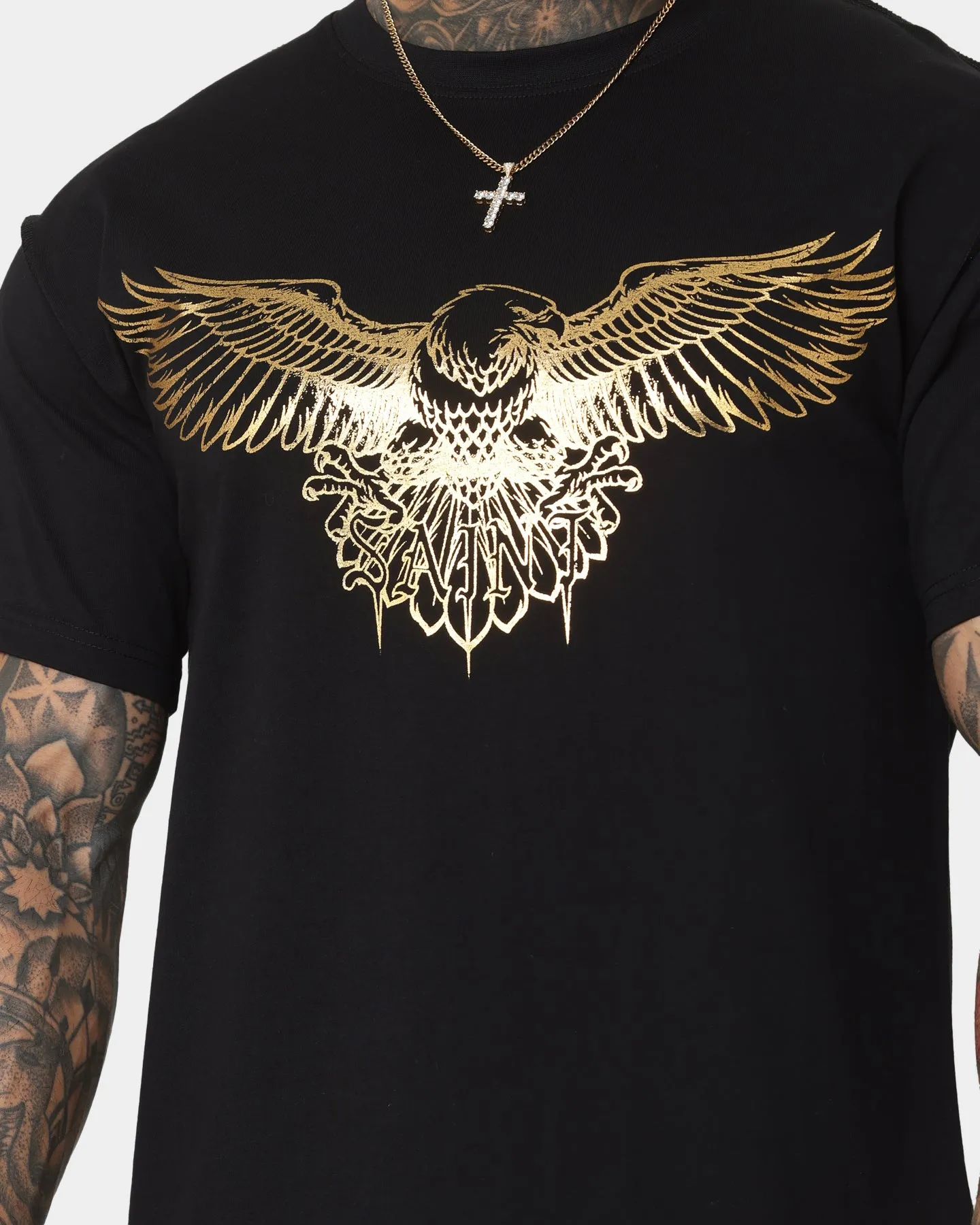 easygoing look Curved Hemline Saint Morta Bird Of Prey Lafayette T-Shirt Black/Gold