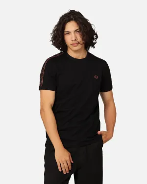 Fred Perry Contrast Tape Ringer T-Shirt Black/Whisky Brown Minimalist purity Stylish Wearable